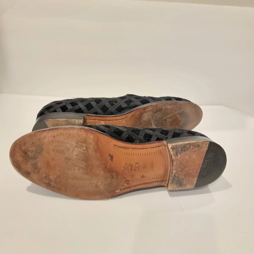 Santoni Tuxedo Black Velvet Loafers Santoni Mens size 9.5 italy dress slip on